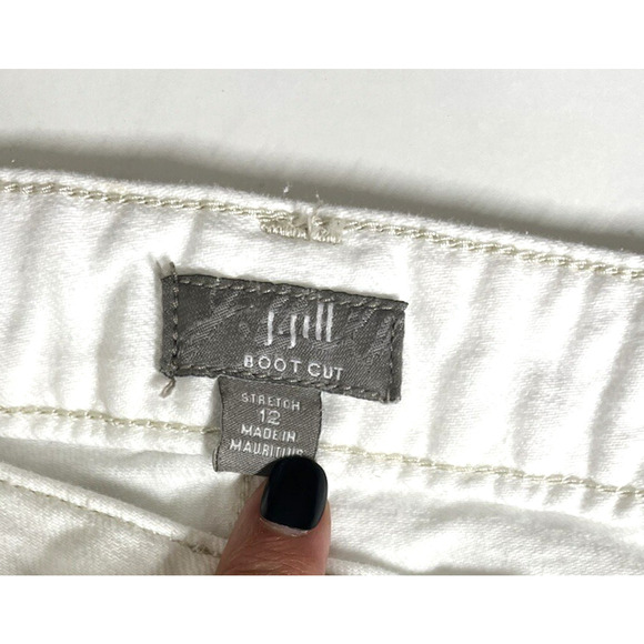 J Jill Mid Rise Boot Cut Jeans Size 12 White Stretch Pockets Western Boho - Picture 11 of 13